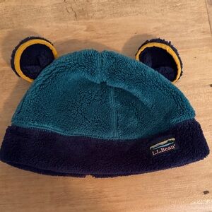 L.L. Bean Teal and Navy Fleece Hat with Ear Details